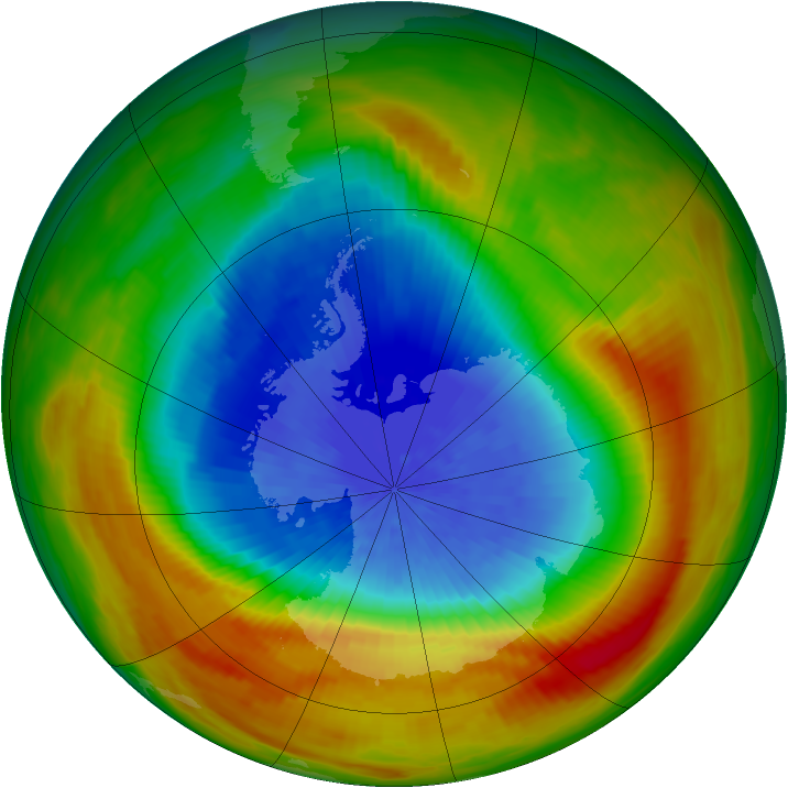 Antarctic ozone map for 07 October 1988